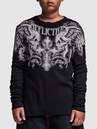 Affliction Winged Up Thermal Longsleeve T-Shirt schwarz