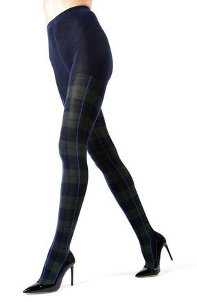 MeMoi Glasgow Plaid Sweater Tights in Navy Blazer at Nordstrom, Size Medium