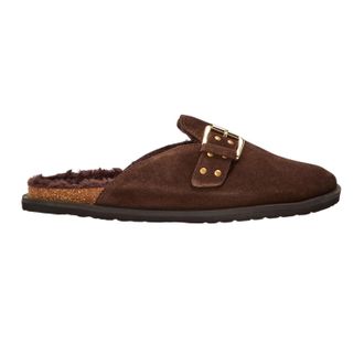 Steve Madden Damesclogs van su&egrave;de met gesp in de kleur Evergreen (Bruin)