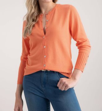 Marble Scotland Button Up Cardigan In Orange