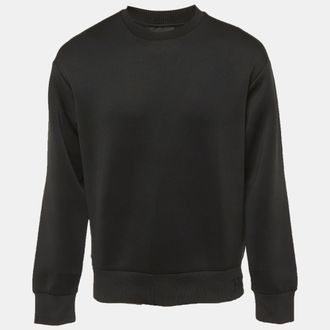 Emporio Armani Black Technical Jersey Logo Embroidered Sweatshirt