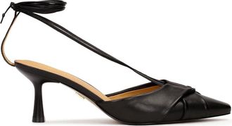 Kazar Zwarte pumps met binding rond de enkel - Dames - Pumps - Zwart - 41 EU - Leer - Schoenen