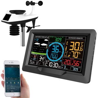 OEM Estaci&oacute;n Meteorol&oacute;gica Conectada Con Gran Pantalla A Color Fws-1200 Con Estaci&oacute;n De Medici&oacute;n