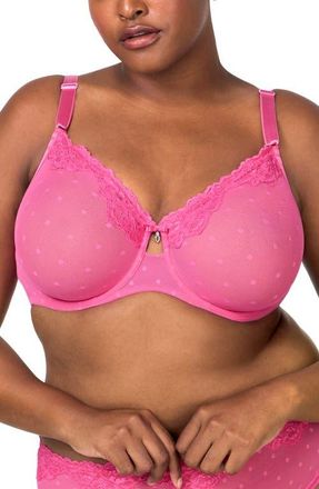 Curvy Couture Sheer Whisper Full Coverage Unlined Underwire Bra in Sangria Sunset at Nordstrom, Size 44Ddd