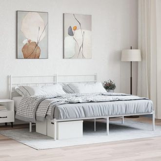 vidaXL Estructura Cama Sin Colch&oacute;n Con Cabecero Metal Blanco 180x200cm Vidaxl