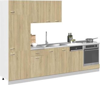 Berkfield Home Sturdy 7 Piece Kitchen Cabinet Set Lyon Sonoma Oak Engineered Wood in Light Tan