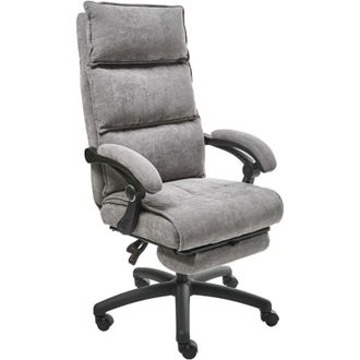 Beliani Executive Chair With Footrest EATON Chenille Grey