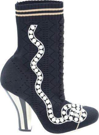 Fendi Hoge Hakken Laarzen - Dames - Laarzen met Hak - Zwart - 35 1/2 EU - Schoenen