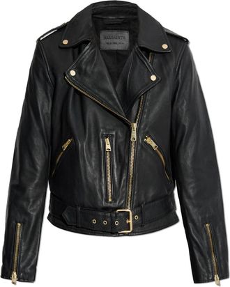 AllSaints Jas Balfern - Dames - Leren en Su&egrave;de Jassen - Zwart - 2XS - Leer - Jassen