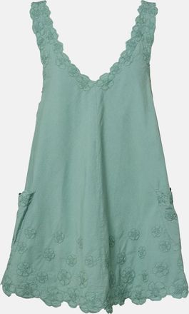Juliet Dunn Embroidered cotton poplin minidress