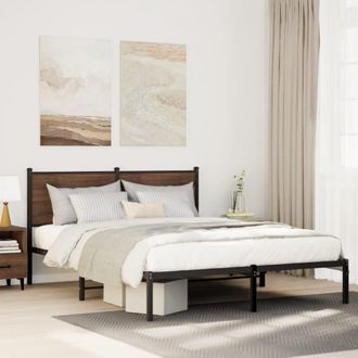 Berkfield Home Metal Bed Frame without Mattress Brown Oak 140x200 cm