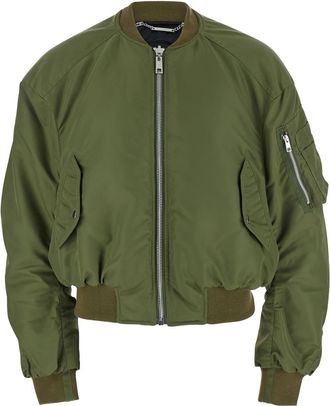 Jordan Luca Green Cropped Bomber Jacket With One Zip Pocket On The Sleeve In Tech Fabric Man