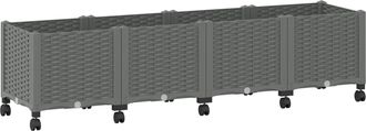 vidaXL Macetero De Jard&iacute;n Con Ruedas Gris Claro 160 X 40 X 48 Cm Pp Vidaxl