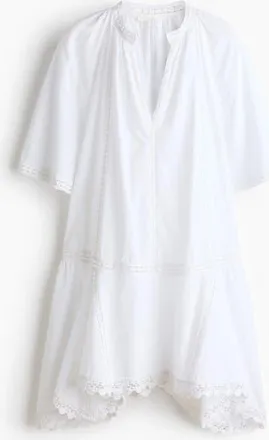 H&M Lace-inset Cotton Dress in White at Nordstrom, Size Medium