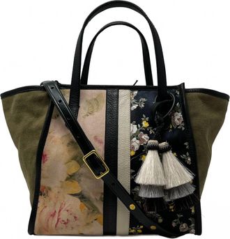 Kempton & Co. Canvas Leather Mini Tote In Army Floral