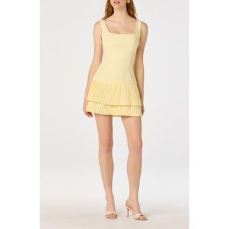 ASTR the Label Jadah Tiered Pleated Minidress in Yellow at Nordstrom, Size X-Large