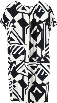 Max Mara Geometric-Print Dress in Black and White Polyester