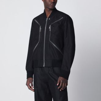 Rick Owens Giacca con zip nera in misto cotone