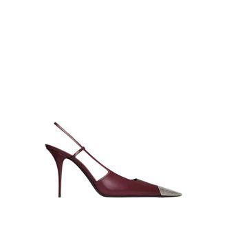 Saint Laurent Schoenen, Dames, Rood, 38 1/2 EU, Leer, Jeanne Slingback Pumps
