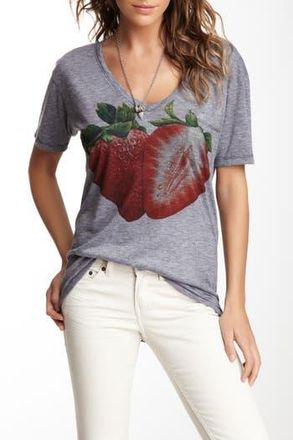 Go Couture Slub V-Neck Pocket T-Shirt in Charcoal Two Strawberries at Nordstrom Rack, Size X-Large