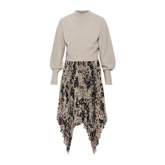 AllSaints Two-Piece Dress Connie - Dames - Casual kleedjes - Beige - S - Polyester - Kleedjes