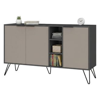 Dmora Aparador Perseus, Buf&eacute; De Sal&oacute;n, Aparador De Sal&oacute;n, Despensa De Cocina, 142x36h83 Cm, Antracita Y Beige, Con Embalaje Reforzado - Dmora