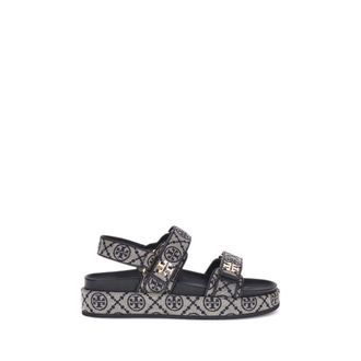 Tory Burch Tory Burch Womens Charm Sandals Fabric Leather - Grey Textile - Size 35.5 EU/IT