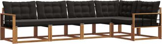 vidaXL Conjunto De Sof&aacute;s De Exterior 5 Uds. Natural Y Negro Vidaxl