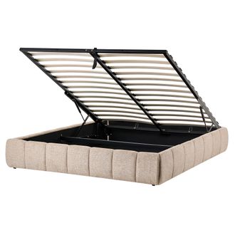 Beliani Cama Moderna Tapizado De Tela 160 X 200 Cm Con Almacenaje Sin Cabecero Beige Genas