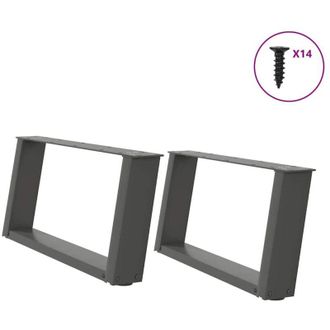 vidaXL Vidaxl - Patas Para Mesa De Centro En Forma De U (2 Unidades), Antracita, 60 X (30-31) Cm, Acero