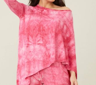 French Kyss Soft Stretch Asymmetrical Tie Dye Top In Candy