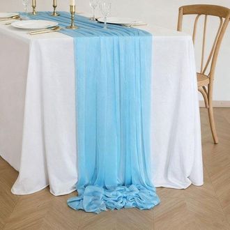 No Brand Dos Caminos De Mesa De Gasa, Decoraci&oacute;n De Mesa De Boda De Estilo Bohemio, 75x300 Cm - Azul Claro