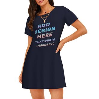 Generic Custom Womens Dress Add Photos/Logo/Text to Design Your Personalised Dresses Design Your Add Image Clothes Womens Summer Short Sleeve Dresses L