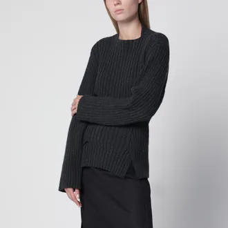 Victoria Beckham Maglione a coste in lana e cashmere bordeaux
