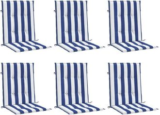 vidaXL Cojines silla de respaldo bajo 6 uds tela a rayas azul y blanco vidaXL