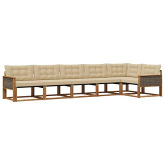 vidaXL Conjunto De Sof&aacute;s De Exterior Con Coj&iacute;n 6 Pcs Natural Y Beige Vidaxl