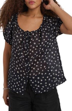 Alex Mill Rose Floral Cotton & Silk Top in Black Floral at Nordstrom Rack, Size Medium