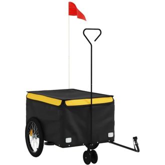 vidaXL Vidaxl - Remolque Para Bicicleta Hierro Negro Y Amarillo 30 Kg