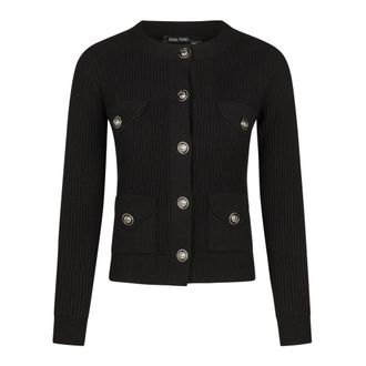 Marc Aurel Truien & Vesten, Dames, Zwart, L, Rievota gebreid vest met decoratieve knopen