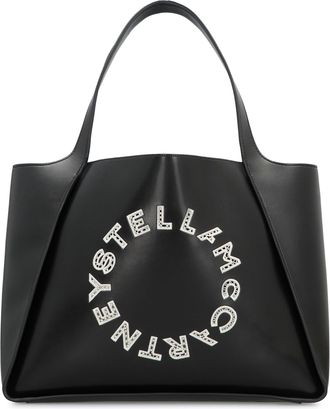 Stella McCartney Womens Logo Tote Bag Black Polyurethane