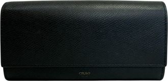 Celine Black Leather Long Wallet (Bi-Fold) (Pre-Owned)