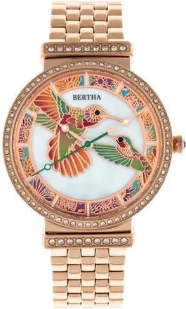 Bertha Sunglasses Emily Mother-Of-Pearl Bracelet Watch in Rose Gold at Nordstrom