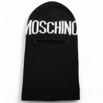 Moschino Accessoires, unisex, Zwart, ONE Size, Wol, Passamontagna Logato