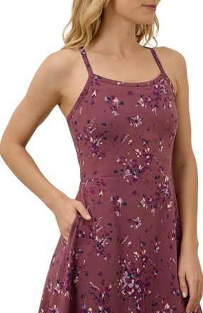 Pact Organic Cotton Fit & Flare Midi Dress in Dotted Sprays Mauve at Nordstrom, Size Xx-Large