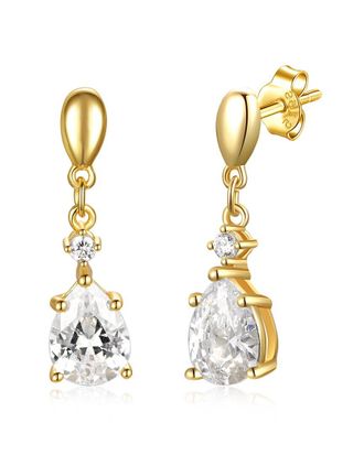Genevive 14K Over Silver Cz Dangle Earrings