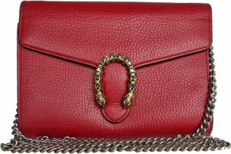 Gucci Red Color Leather Chain/Shoulder Wallet (Pre-Owned)