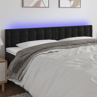vidaXL Cabecero Con Led De Terciopelo Negro 200x5x78/88 Cm Vidaxl