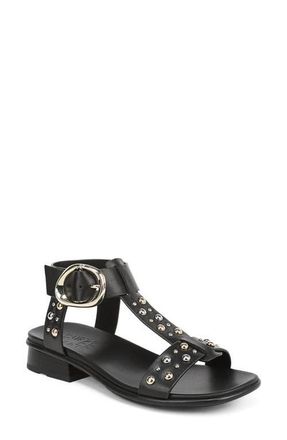 Naturalizer Brandy T-Strap Sandal in Black Studded Leather at Nordstrom, Size 7.5