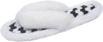 Generic Womens Flip Flops Slippers Ladies Fluffy Faux Fur Warm Shoes Memory Foam Comfy Open Toe Slippers with Non-Slip Outsole