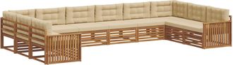 vidaXL Juegos De Sof&aacute;s 8 Uds. Natural Y Beige Madera De Acacia S&oacute;lida Vidaxl